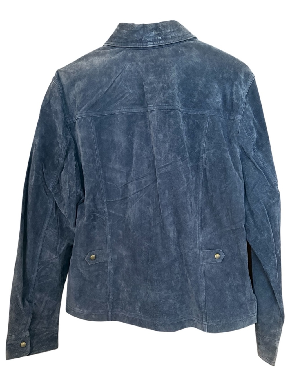 Coldwater Creek Blue Leather Snap-Front Shirt Jacket - Picture 2 of 7